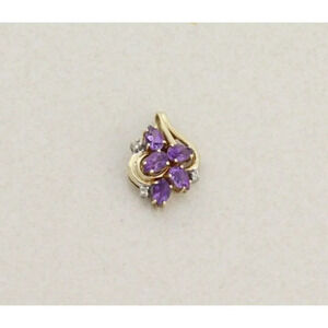 Pendant Only 10k Yellow Gold Natural Amethyst & Diamond Pendant
